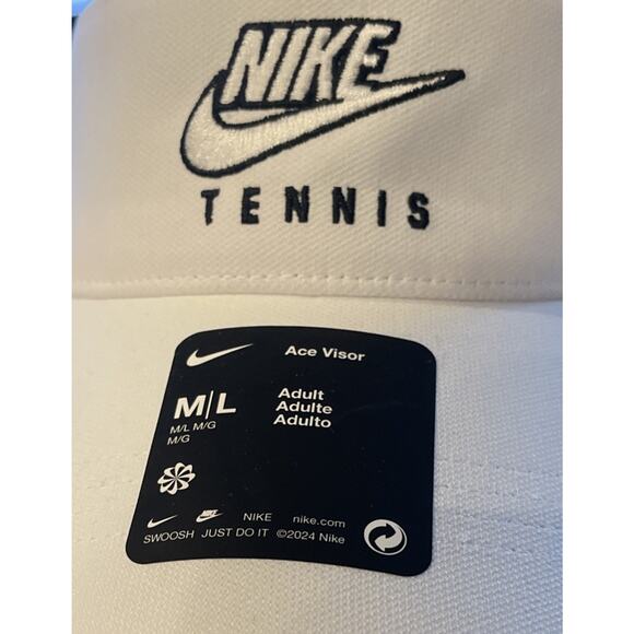 Nike Dri-FIT Tennis Pickleball Ace White StrapBack Visor New Fast Shipping - Picture 6 of 8